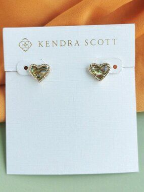 Kendra Scott Ari Heart Stud Earrings - Gold & Abalone Shell